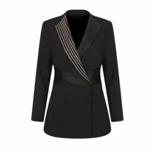 Womens Blazer Jacket Fitted Black Work Office Blazer