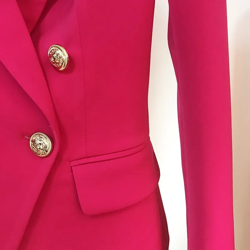Women's Fitted Silver Lion Buttons Fitted Jacket Fashion Rosy Blazer