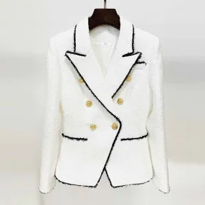 Womens White Blazer Fitted Long Sleeve Outwear Coat