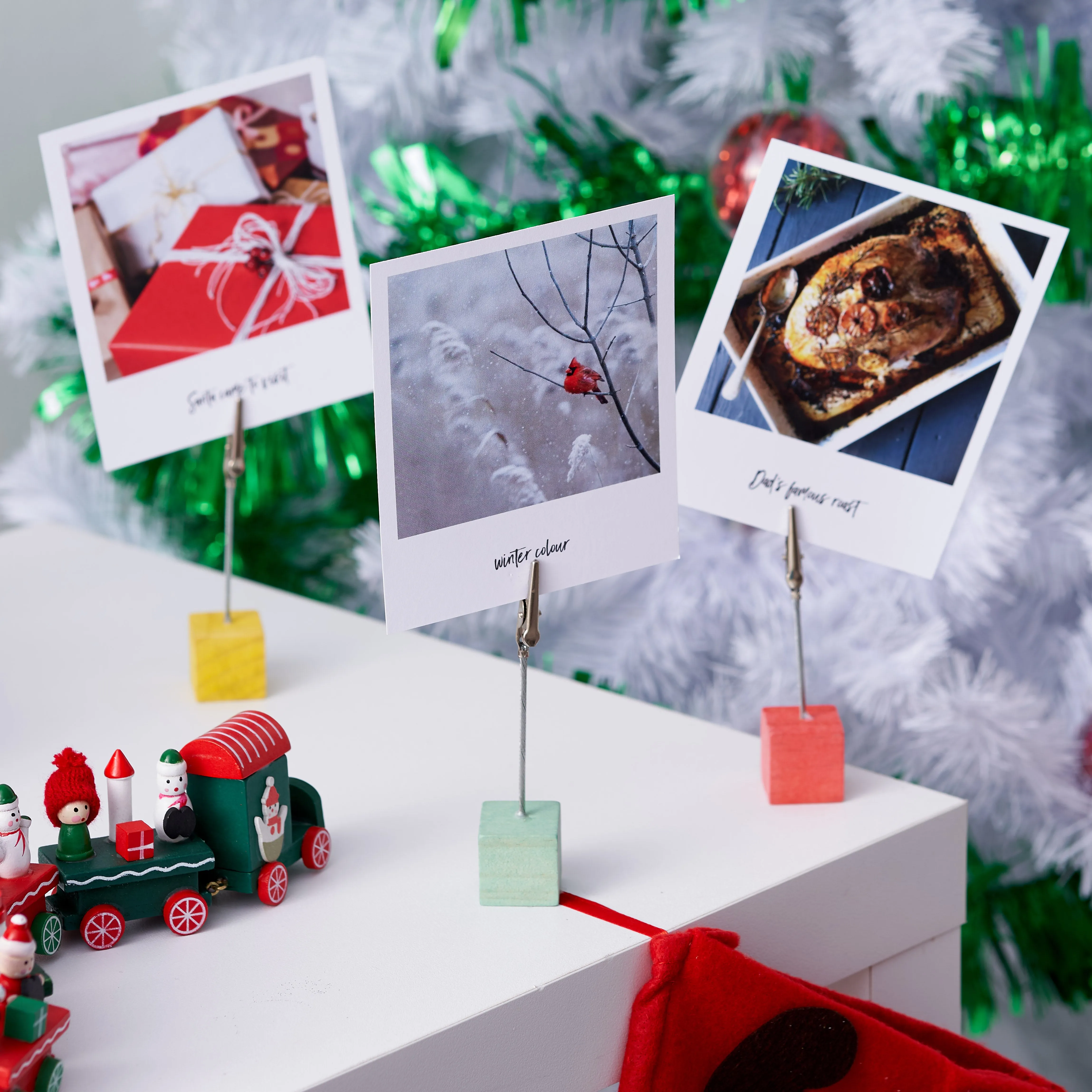 Wooden Cube Clip Photo Holders