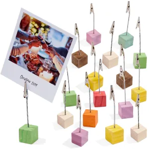 Wooden Cube Clip Photo Holders