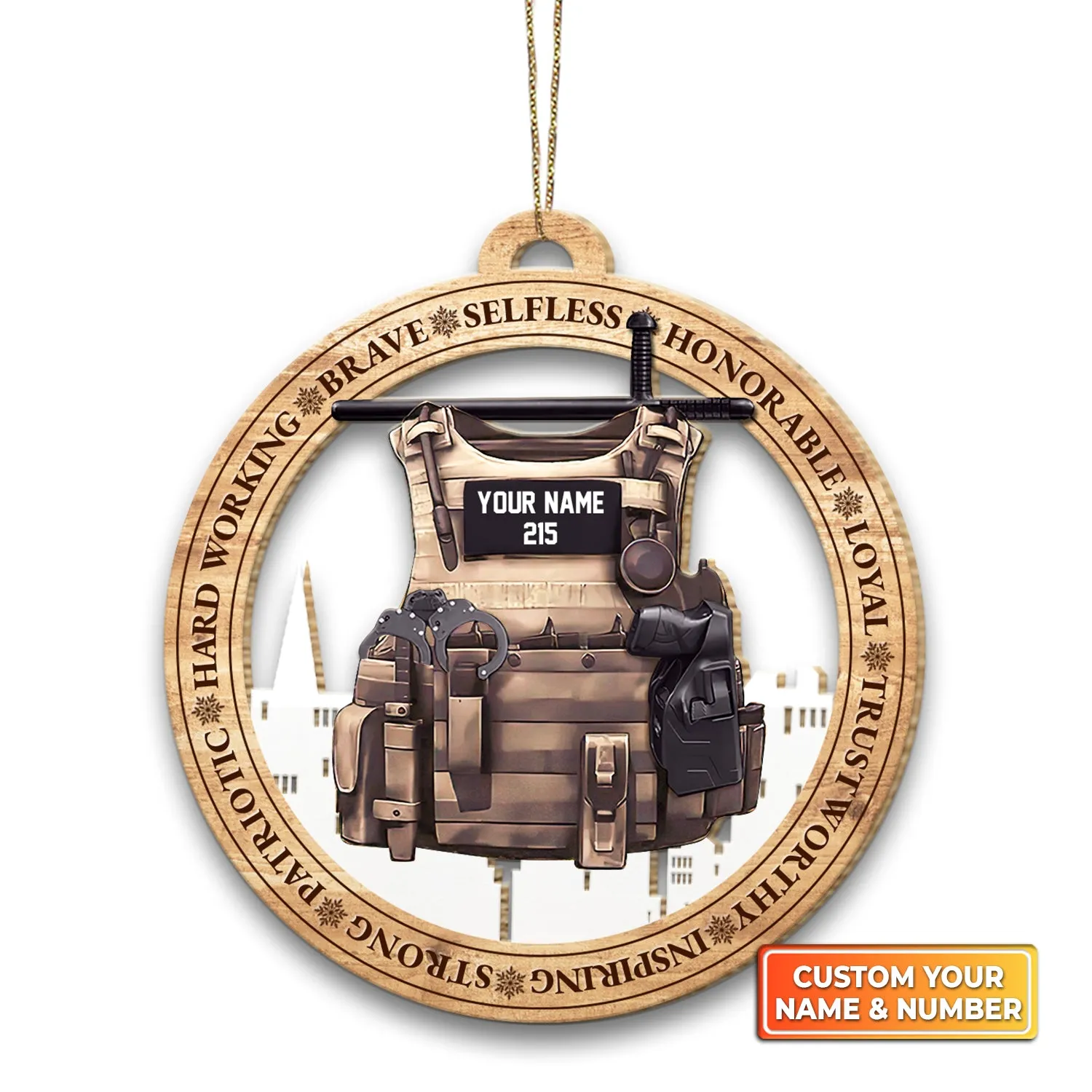 Yellow Version Personalized Police Officer Cut Shaped Acrylic Ornament Proud Police Office Ornament