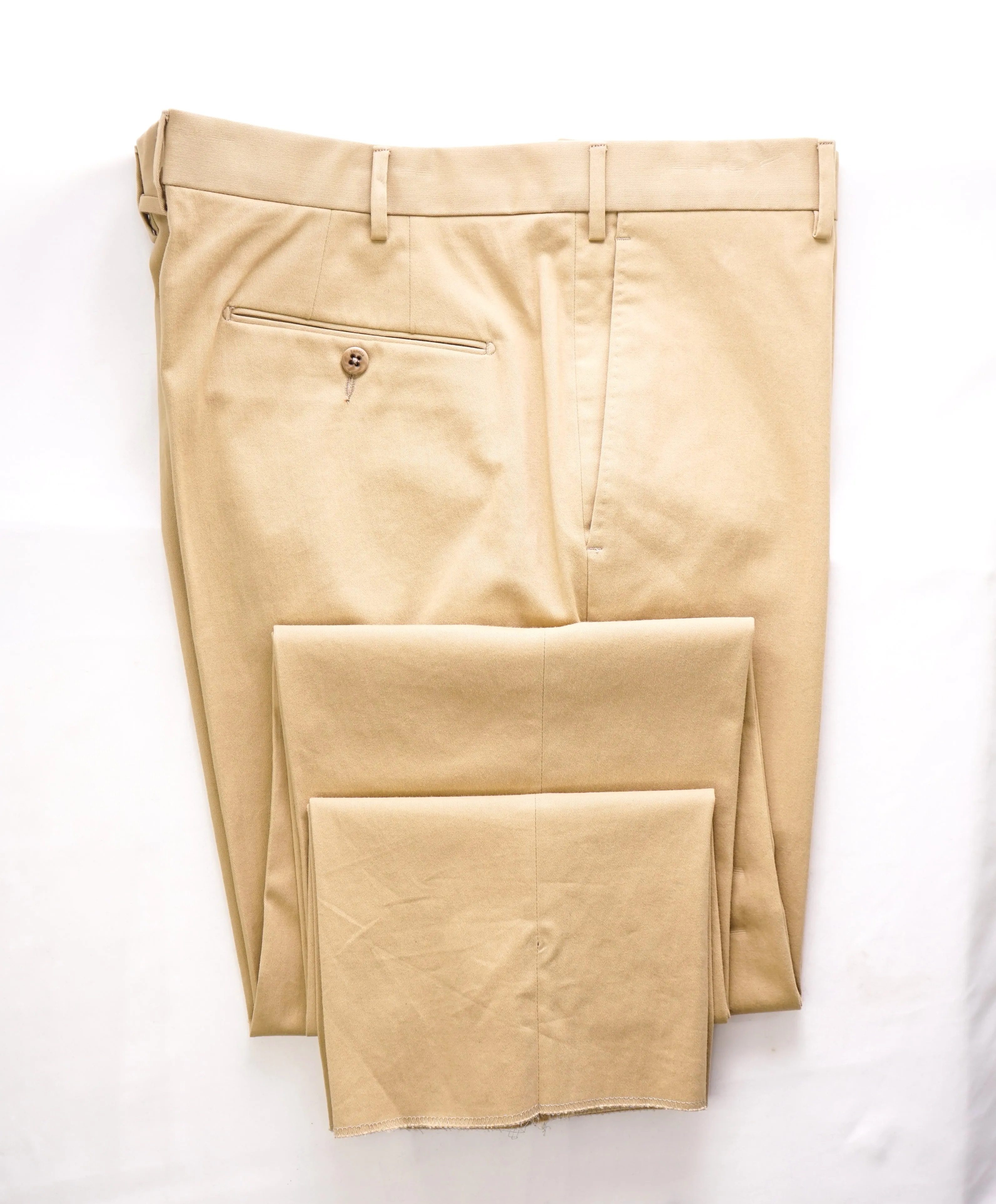 ZANELLA - Beige Cotton “PARKER” Flat Front Dress Pants - 38W
